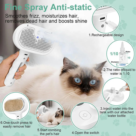 SteamGroom™ 3-in-1 Pet Brush | Removes Loose Fur, Reduces Shedding & Massages Your Pet