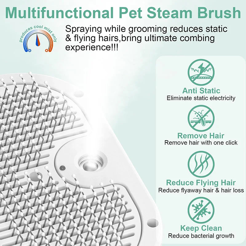 SteamGroom™ 3-in-1 Pet Brush | Removes Loose Fur, Reduces Shedding & Massages Your Pet