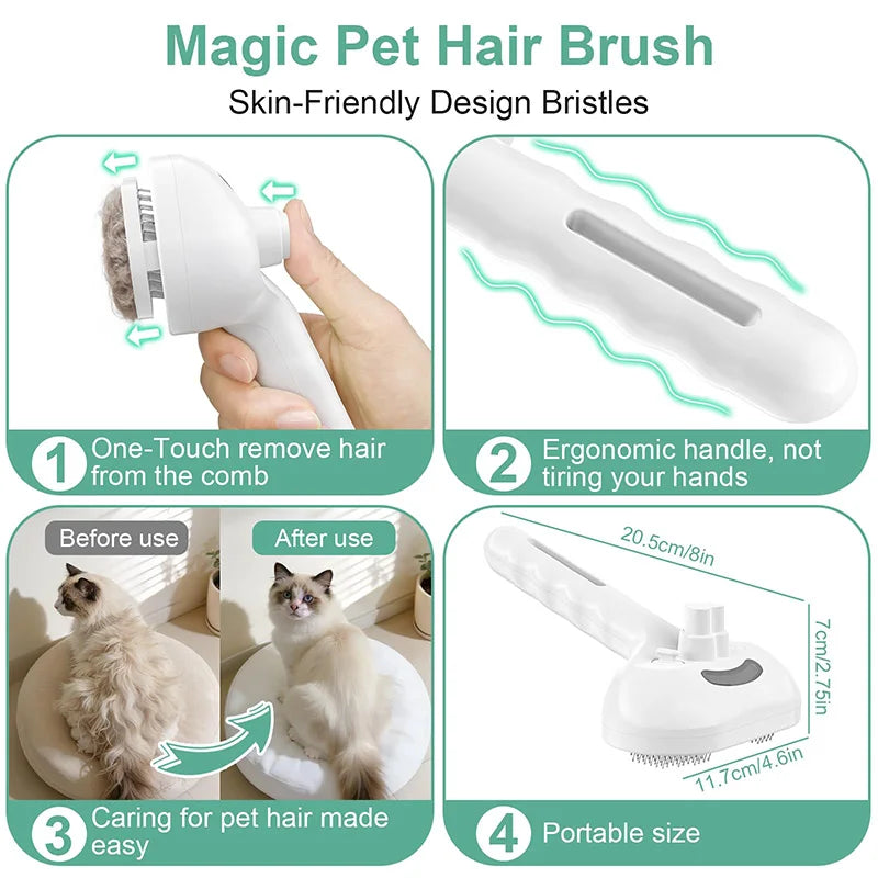 SteamGroom™ 3-in-1 Pet Brush | Removes Loose Fur, Reduces Shedding & Massages Your Pet